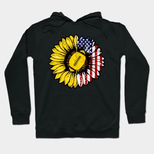 Sunflower American Flag Rugby Lover Gifts 4th Of July Hoodie